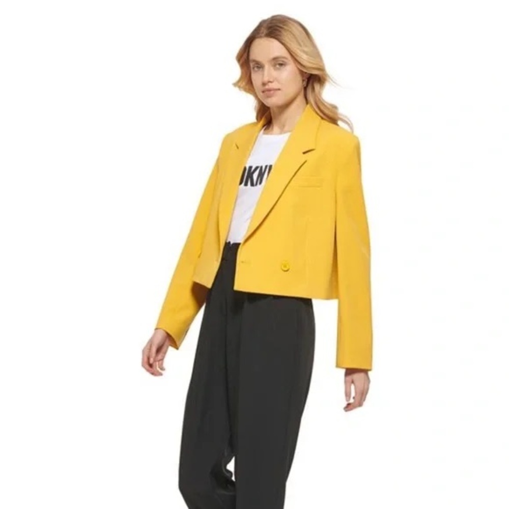 DKNY Yellow Cropped Blazer